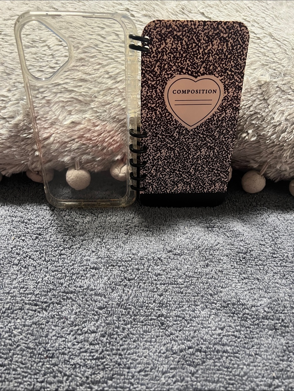 Composition Heart Notebook Phone Stand - Pink & Black 16 plus case